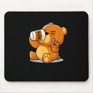 Cute Bear Drinking Funny Introvert - Coffee Shh Mouse Pad