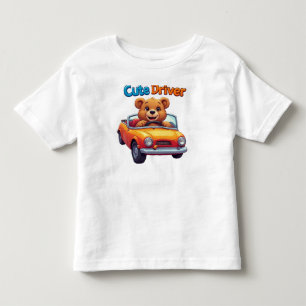 Cute Bear Driver Colourful Car Fun Scene For Kids Toddler T-Shirt