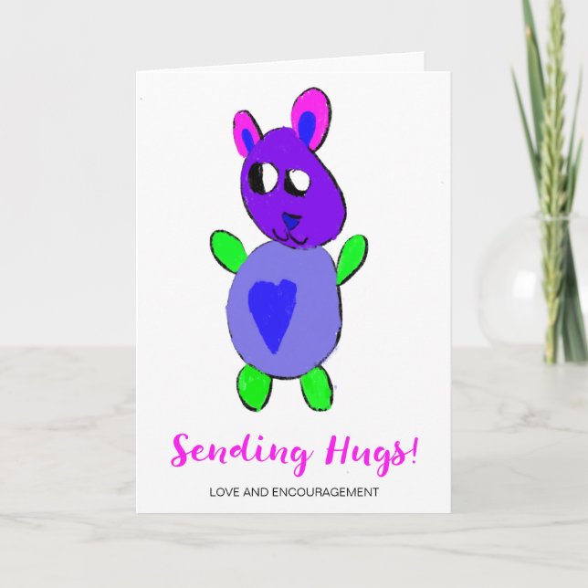 Cute Bear Encouragement Get Well Support Card (Front)