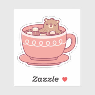 Cute Bear Enjoying A Soak In Hot Cocoa With Marshm