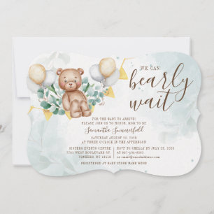 Cute Bear Eucalyptus Botanical Balloon Baby Shower