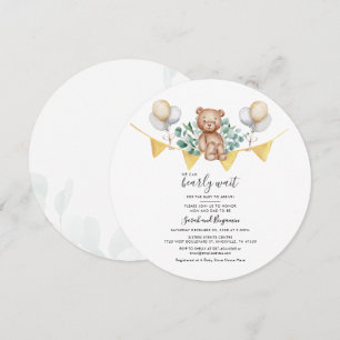 Cute Bear Eucalyptus Couple Baby Shower Botanical Invitation