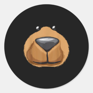 Cute Bear Face Costume Shirt Funny Halloween Teddy Classic Round Sticker