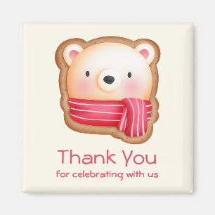 Cute Bear Face in a Red Scarf Thank You Magnet