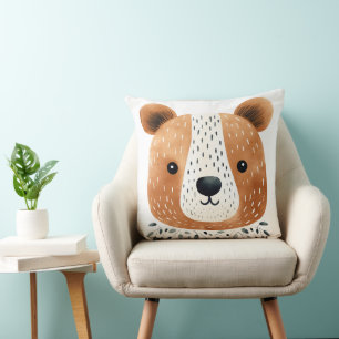 Cute Bear Face Pillow, Kids Room Decor Cushion