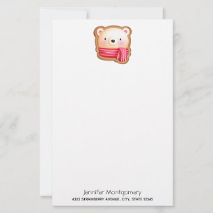 Cute Bear Face Red Scarf & Rosy Cheeks Christmas