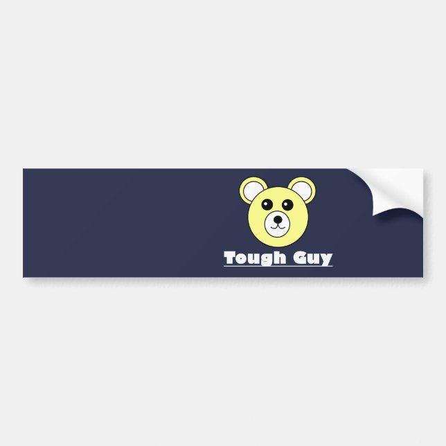 Cute Bear Face Tough Guy Bumper Car Sticker (Front)