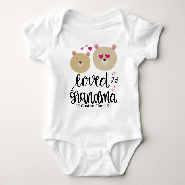 Cute Bear Faces - Loved by Grandma Baby Bodysuit (Front)