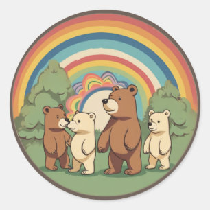 Cute Bear Family Classic Round Sticker