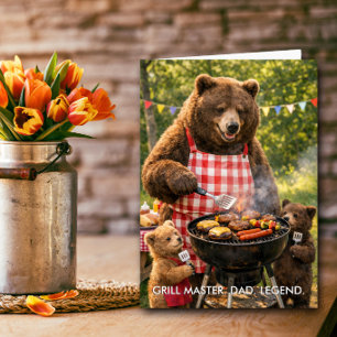 Cute Bear Family Grill Master Father’s Day Custom Card
