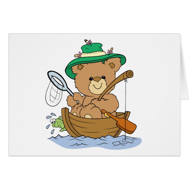 Cute Bear Fishing in Boat (Front Horizontal)