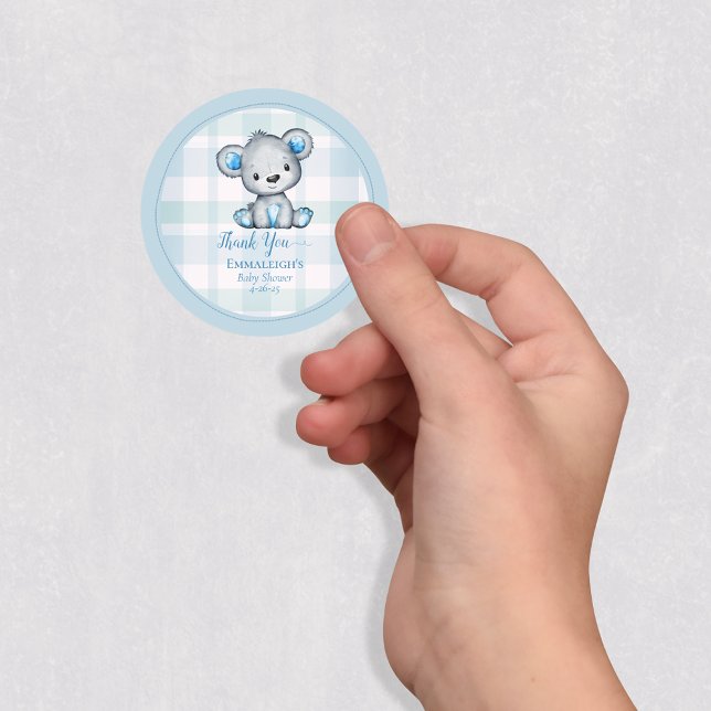 Cute Bear For Boy Favour Thank You Classic Round Sticker (Creator Uploaded)