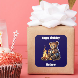 Cute bear for Father's Day or Birthday Square Sticker