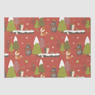 Cute Bear, Fox, & Hedgehog Kids Christmas Funny Tissue Paper