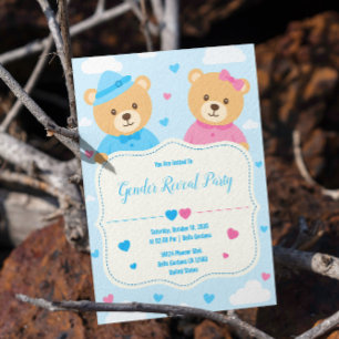 Cute Bear Gender Reveal Invitation