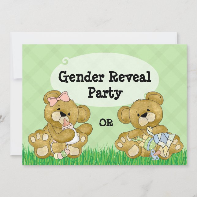 Cute Bear Gender Reveal Party Invitation (Front)