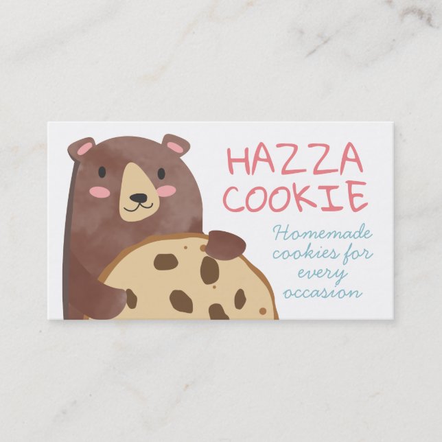Cute bear giant cookie bakery baking business card (Front)