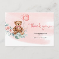 Cute Bear Green Eucalyptus Wreath Baby Thank You