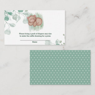Cute Bear Green White Baby Shower Enclosure Card