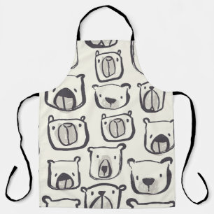 Cute bear, hand-drawn seamless pattern. apron