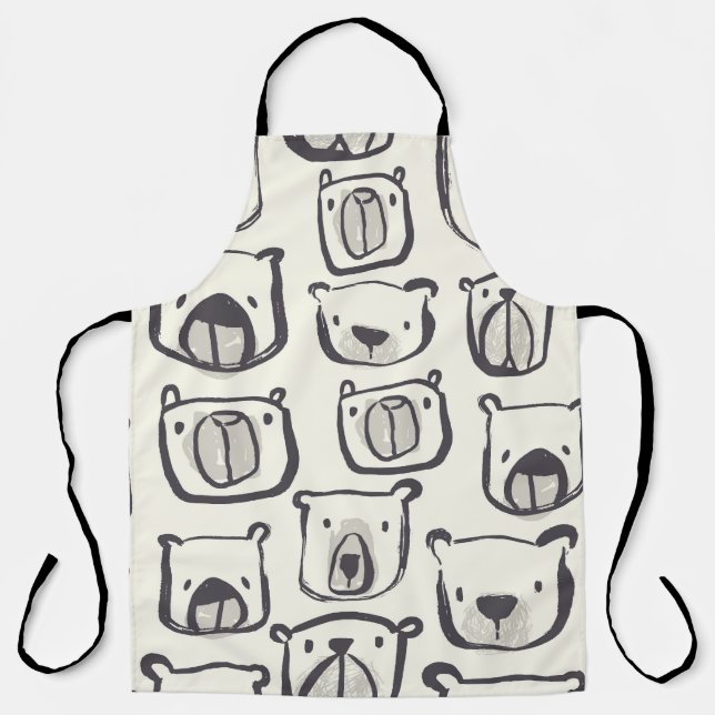 Cute bear, hand-drawn seamless pattern. apron (Front)
