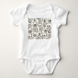 Cute bear, hand-drawn seamless pattern. baby bodysuit