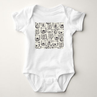 Cute bear, hand-drawn seamless pattern. baby bodysuit