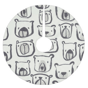 Cute bear, hand-drawn seamless pattern. brushed polyester tree skirt