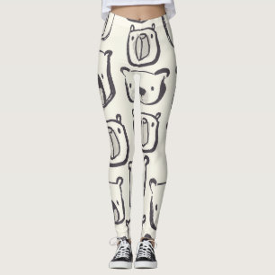 Cute bear, hand-drawn seamless pattern. leggings