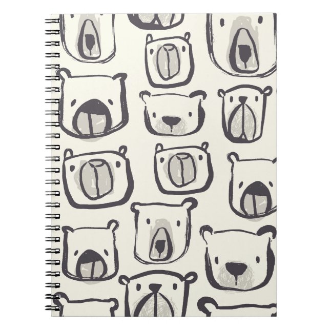 Cute bear, hand-drawn seamless pattern. notebook (Front)