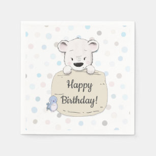 Cute Bear Happy Birthday Napkin
