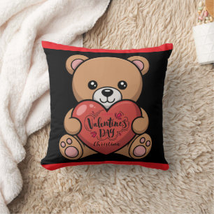 Cute Bear Happy Valentines Day Name Cushion