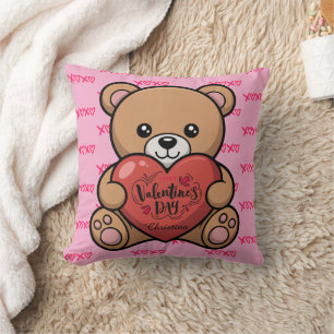 Cute Bear Happy Valentines Day xoxo Name  Cushion