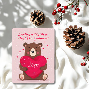 Cute Bear Heart Pillow Heartfelt Christmas Message Holiday Card