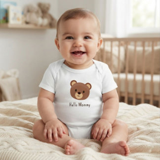 Cute Bear Hello Mummy Baby Bodysuit