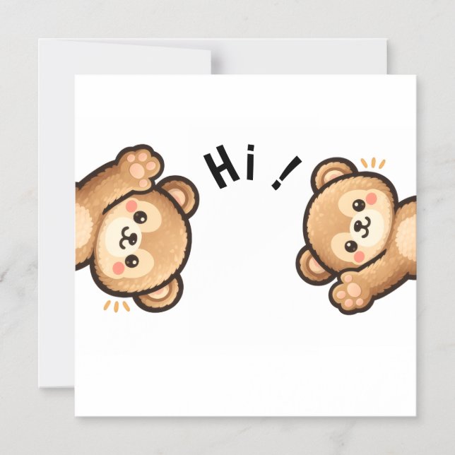 Cute Bear Hi Magnet | Kawaii Magnetic Card (Front)