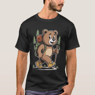 Cute Bear Hiking Adventure Backpack Forest Animal  T-Shirt