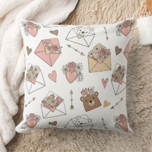 Cute Bear Holding Heart -- Pastel Nursery (5) Cushion