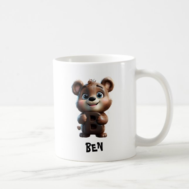 Cute Bear Holding Letter B Coffee Mug (Right)