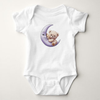 Cute Bear holding Moon - Baby one-Piece Baby Bodysuit