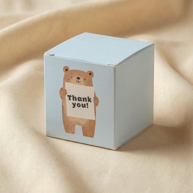 Cute Bear Holding name or message Sign Favour Box (Cute Bear Holding name or message Sign Favor Boxes.)