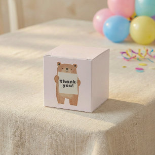Cute Bear Holding name or message Sign pink Favour Box