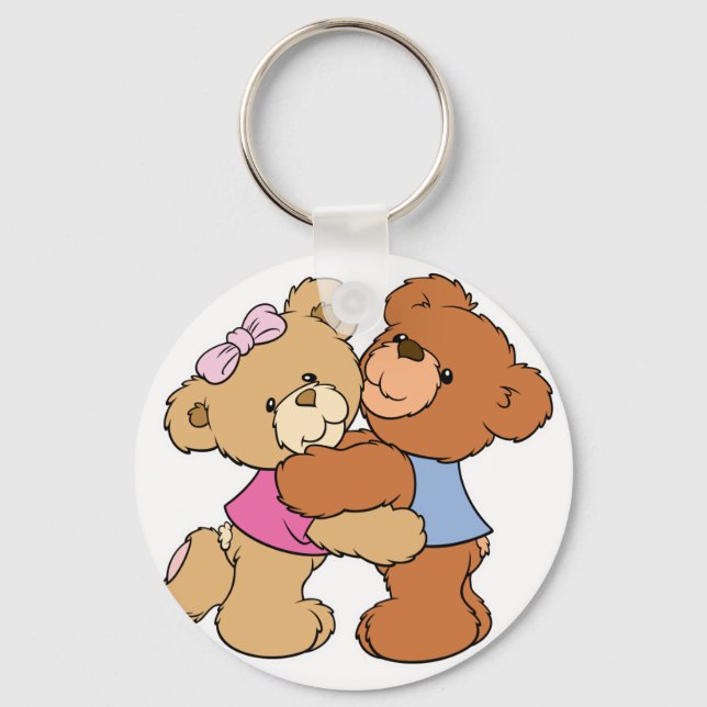Cute Bear Hug Bears Key Ring (Front)