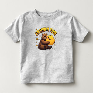 Cute Bear Hugging Yellow Honeycomb Toddler T-Shirt