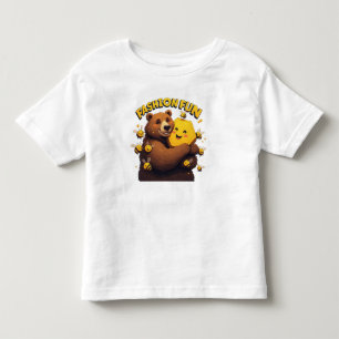 Cute Bear Hugging Yellow Honeycomb Toddler T-Shirt
