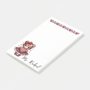 Cute Bear Hugs for You Valentine Personalized Post-it Notes
