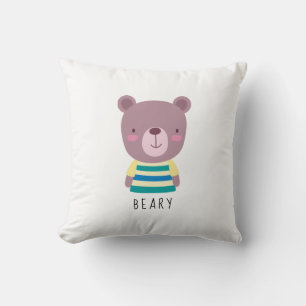 Cute Bear Illustration - Customisable Cushion