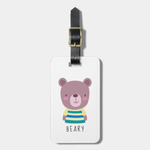 Cute Bear Illustration - Customisable Luggage Tag