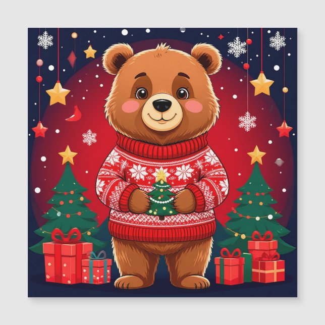 Cute Bear In Christmas Sweater (Front)