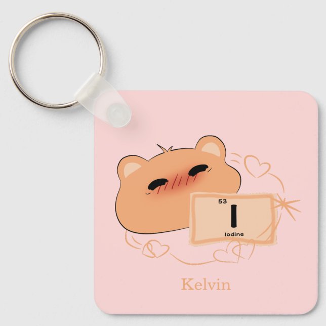 Cute Bear In Love "I" Personalise Couple Keychain (Front)